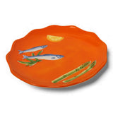 La La Land Sardines stoneware Plate in orange glaze at Cerise