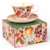 La La Land Tea Cup and Saucer in Bountiful Harvest design. Come Gift Boxed at Cerise.