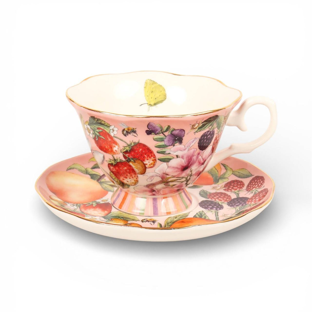 La La Land Tea Cup and Saucer in Bountiful Harvest design at Cerise.
