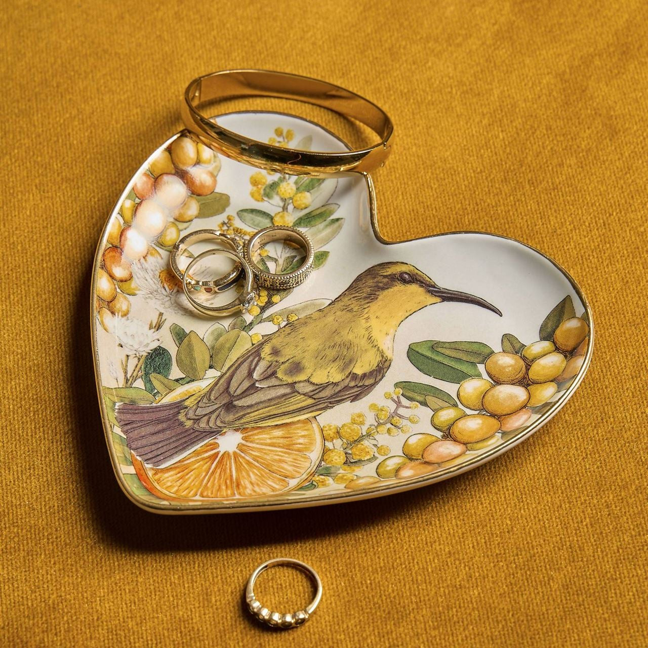 La La Land Golden Hour Heart Shaped Trinket Tray for jewellery pieces and edside display at Cerise