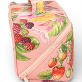 La La Land Bountiful Harvest illustrated vegan leather cosmetic bag with structured shape at Cerise