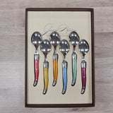 Set of 6 Laguiole Coffee Spoons with coloured handles at Cerise NZ