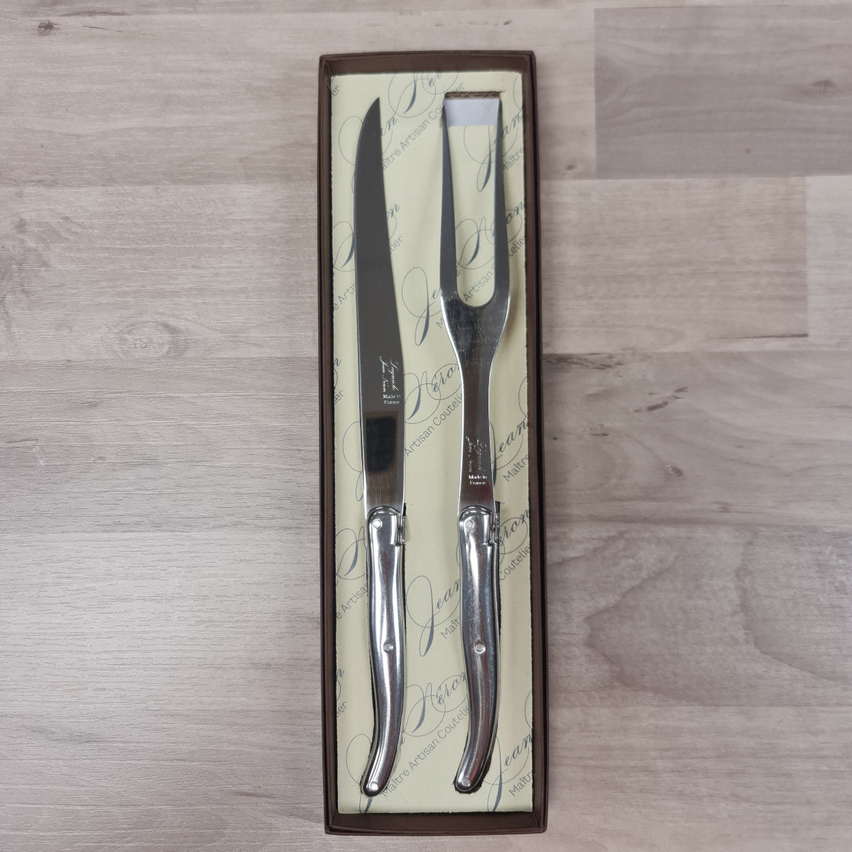 Laguiole Carving set with Stainless Steel handles in gift box. Set includes carving knife and fork at Cerise NZ