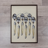 Set of 6 Laguiole Coffee Spoons with Horn coloured handles at Cerise NZ