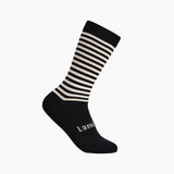 Lamington Man Merino West striped socks in black and white at Cerise