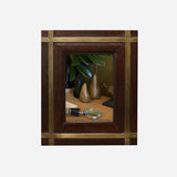 Timeless and classic  dark brown leather photo frame with brass coloured metal detailing and beautiful topstiching.  Generously proportioned to take a 5 x 7 inch  photo at Cerise