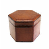 Mens Tan Leather hexagonal shaped jewellery watch box