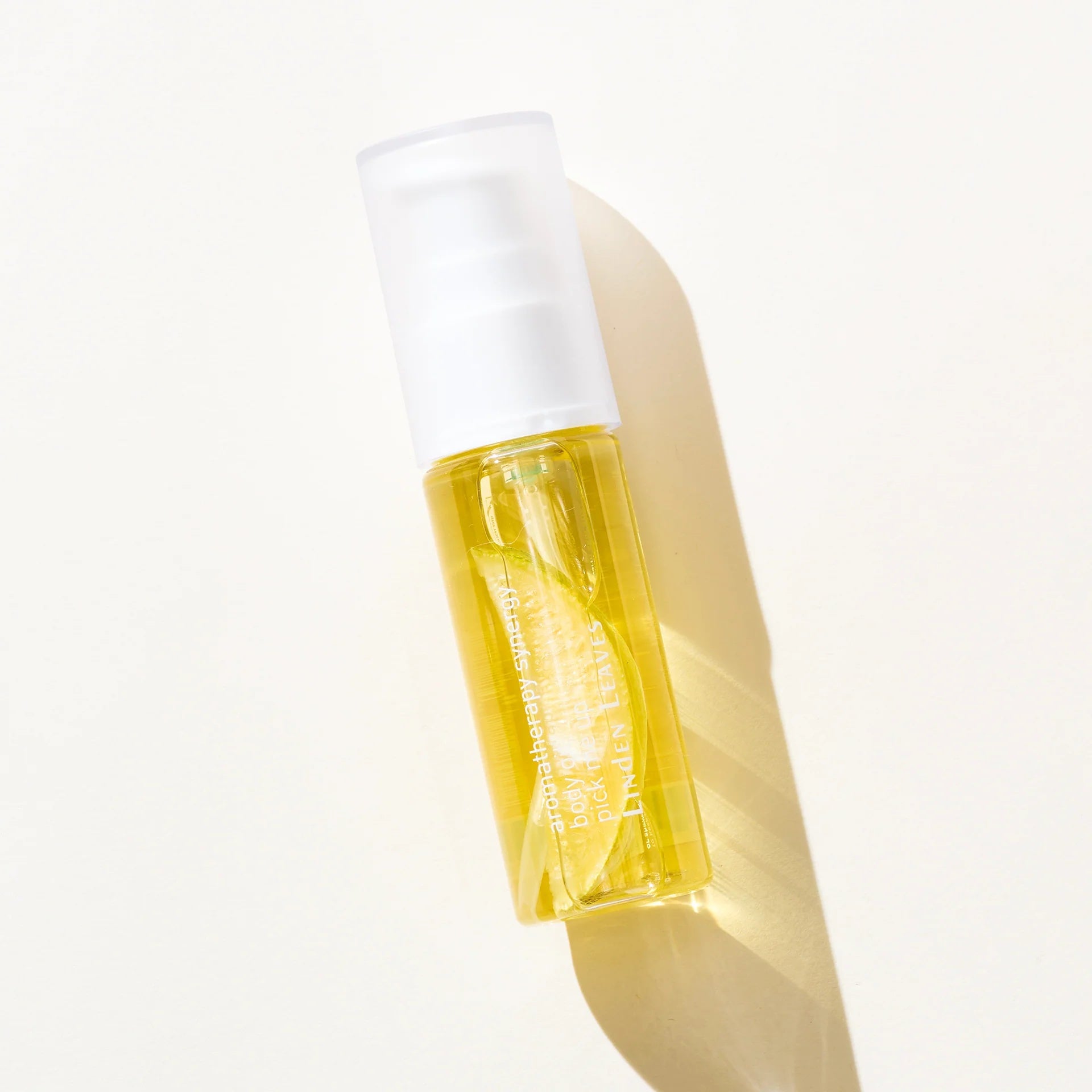 Linden Leaves 60ml pum bottle body oil at Cerise in our beautiful Pick Me Up Fragrance, fresh and zingy and, New Zealand made.