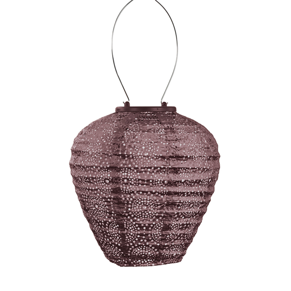 Lumiz Hanging Solar Lantern in a 20cm Balloon shape. A beautiful Plum colour with circular Ocult designs at Cerise NZ