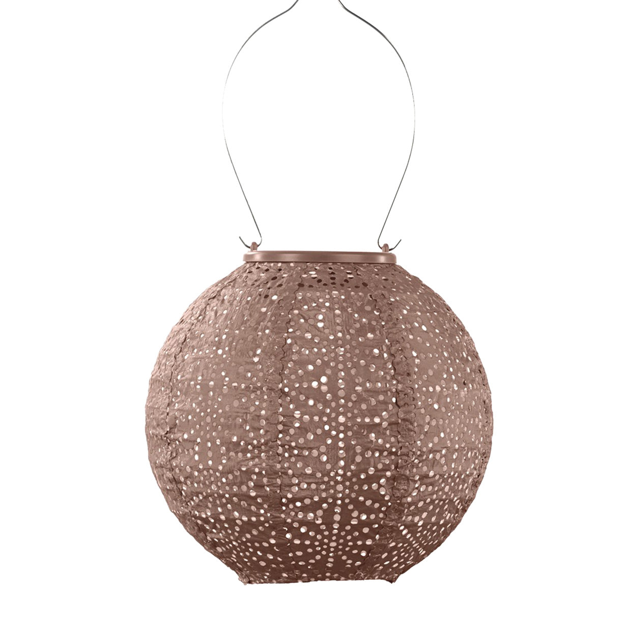 Lumiz Solar Lantern in a 20cm Round shape and mocha colour. Hanging light powered by solar at Cerise