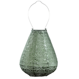 Hanging Lumiz solar lantern in a tulip shape and sage breen coloured tyvek material  Features the Bazaar pattern a stunning intricate design at Cerise 