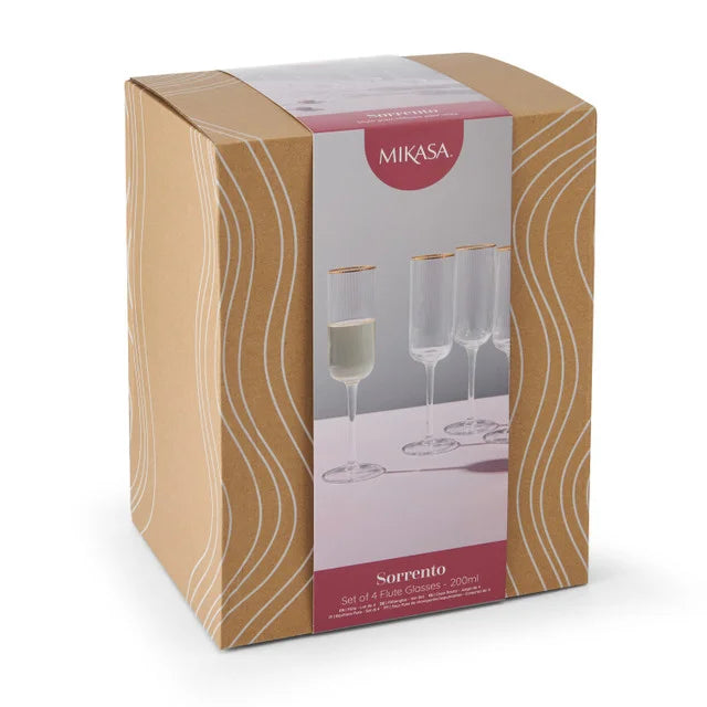 Gold rimmed champage flutes set of 4