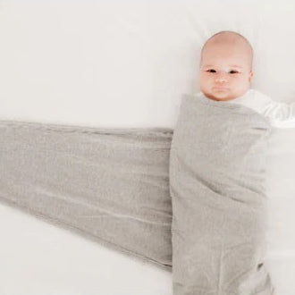 Miracle Blanket Baby Swaddle in Grey Marle at Cerise 