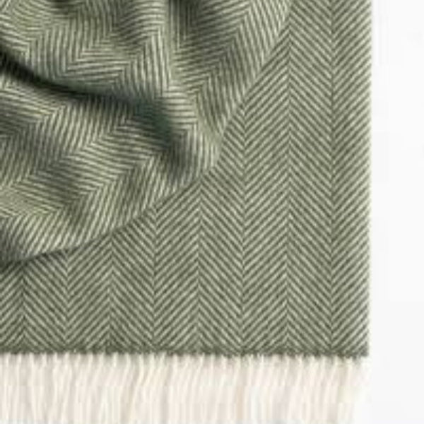 Magnus 100% NZ Wool Throw with Fringe in Olive colour