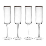 Sorrento ribbed glass and gold rimmed champagne flues set of 4