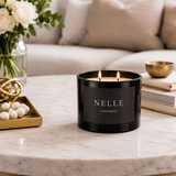 Millie Moo Nelle Cashmere soy wax candle with warm floral, vanilla, tonka bean, musk and cedarwood fragrance