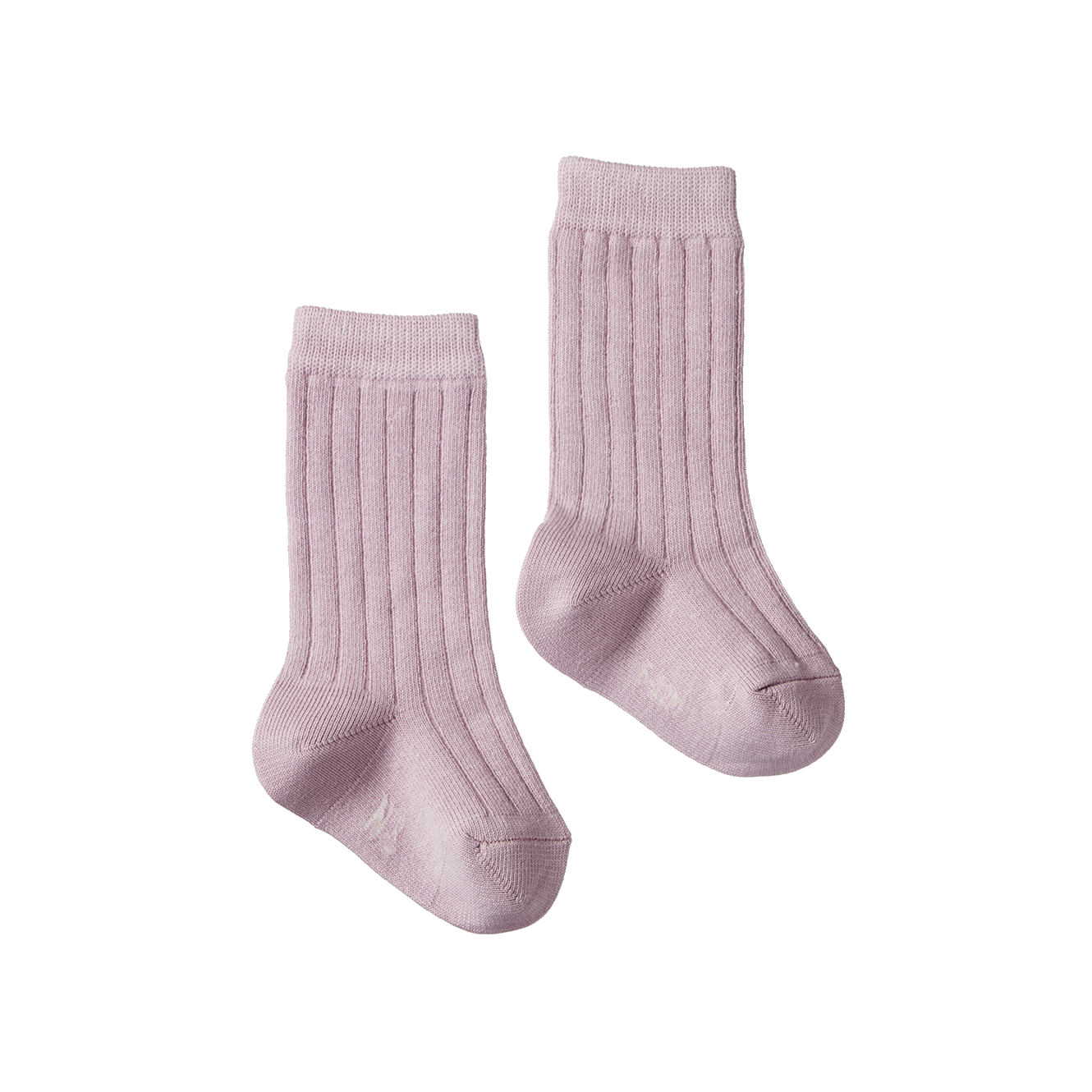 Pair of lilac socks on a white background