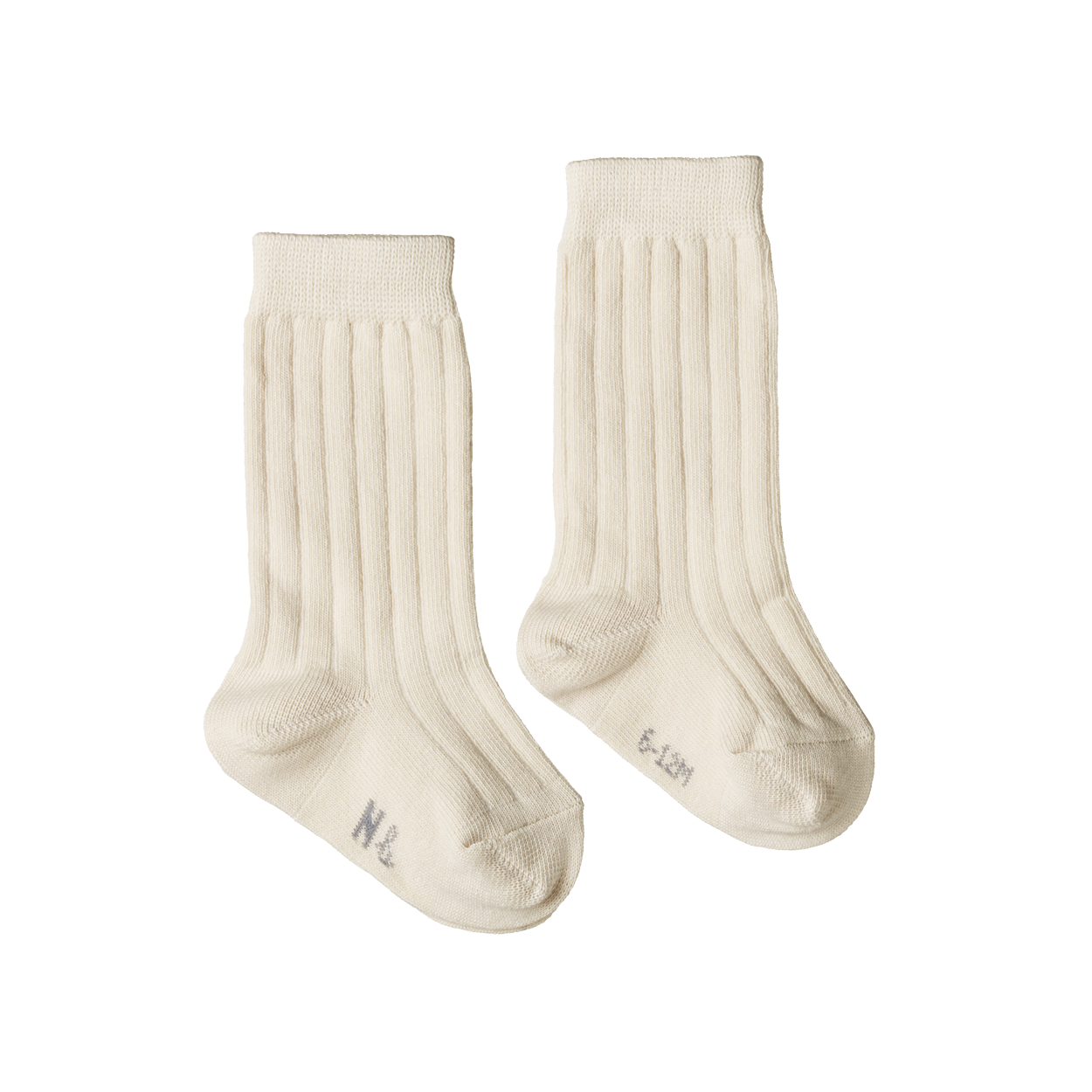 Pair of natural coloured socks on a white background