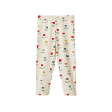 Delphine Blooms leggings with a natural background and blue red and yellow flower print