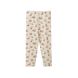 Strawberry Blush print leggings with natural background and cherry print