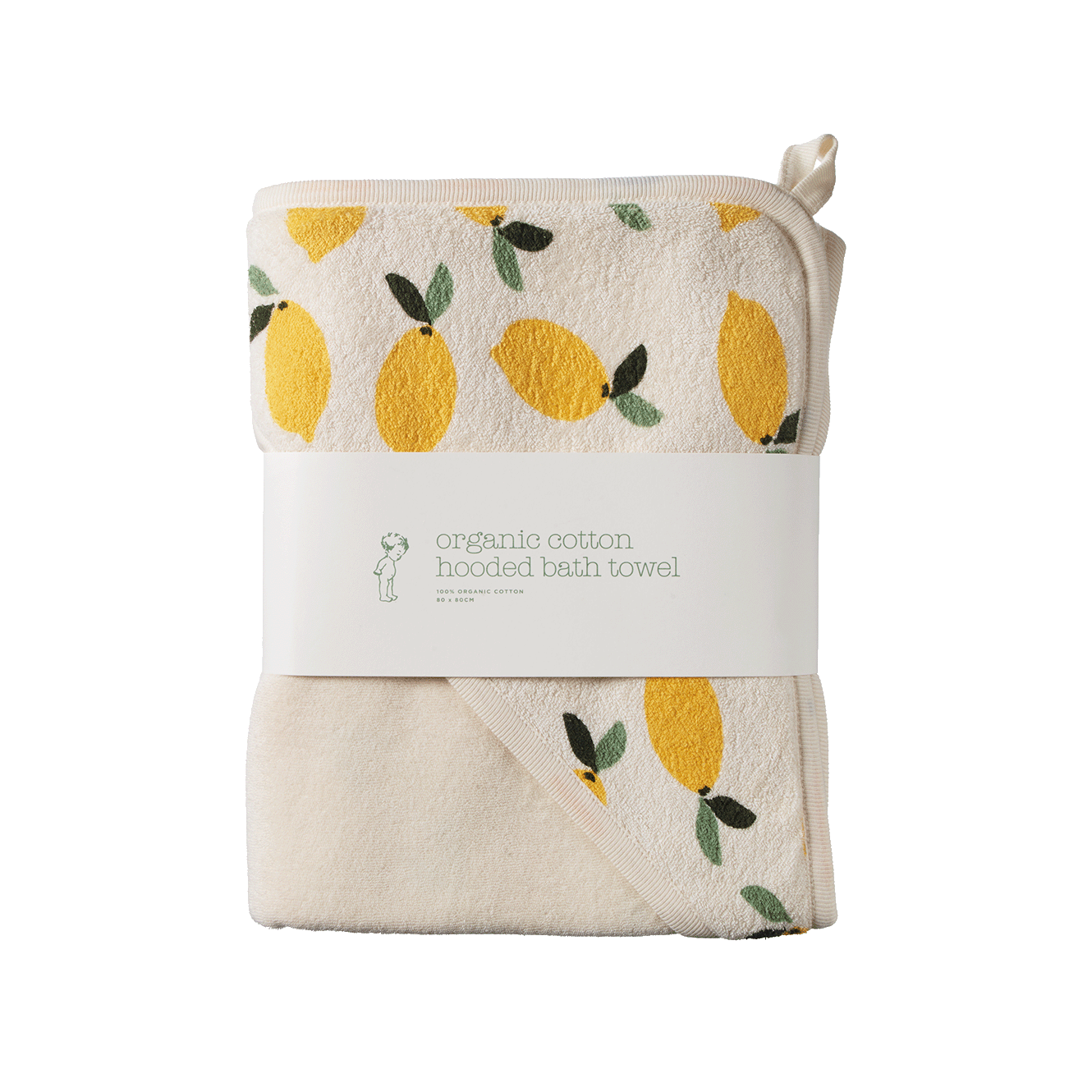 Lemon print organic cotton baby towel