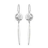 Silver NZ Manuka Flower hook Earrings in a circle with a flax drop.