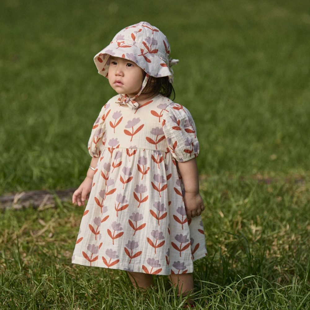 Nature Baby Albertine Dress in Fleurette Print at Cerise