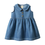 Nature BAby Birdy Dress in soft denim chambray at Cerise