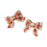 Nature Baby 2 pack of ow Hair Clips in Dandelion Gingham at Cerise