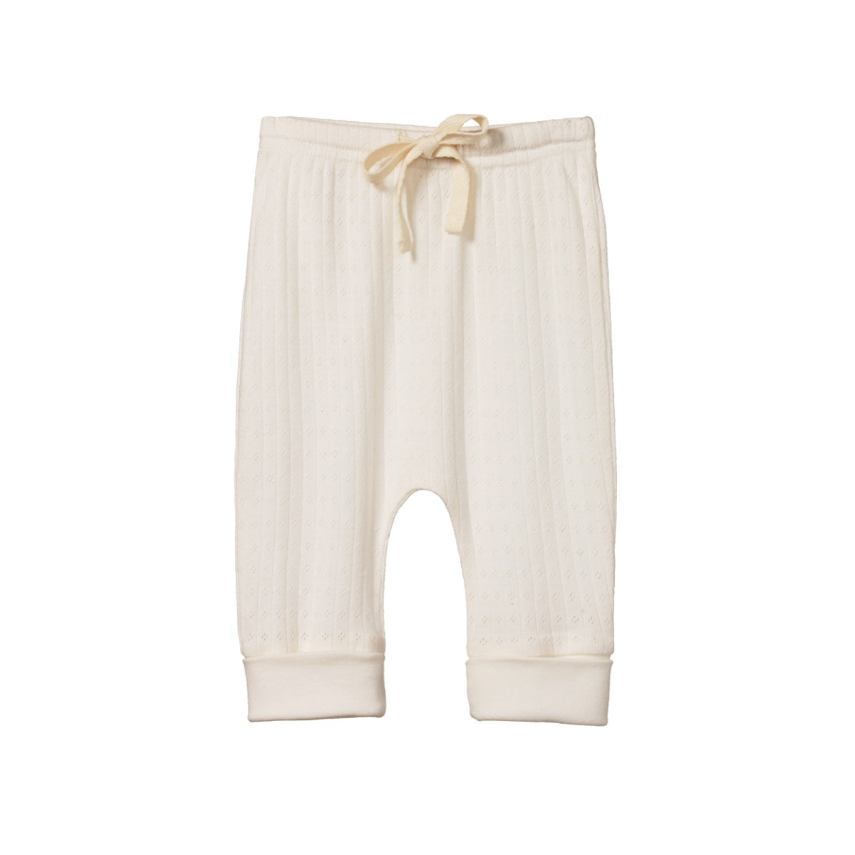 Nature Baby Drawstring pants - pointelle, natural colour