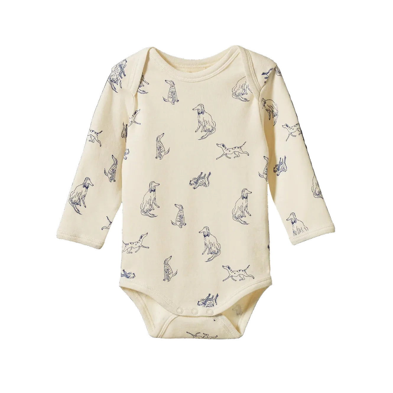 Long sleeved cotton body suit by Nature baby with Best Friend dog Print