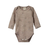 Nature Baby Bramble Burrow Print Merino Wool Long Sleeved Bodysuit.