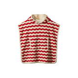 Nature Baby Poncho Towel in Red Waves Print at Cerise.