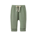 Nature Baby Cotton Drawstring pants in Nettle green colour 