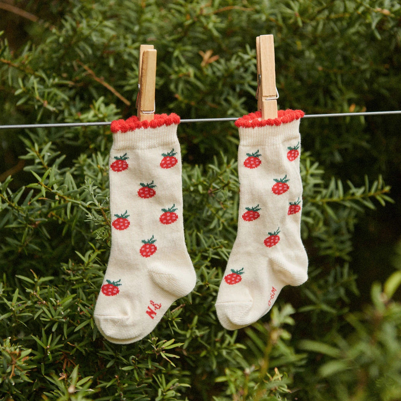 Nature Baby oranic cotton socks in raspberry print at Cerise