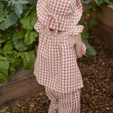 Nature Baby Petal Top in Dandelion Gingham at Cerise