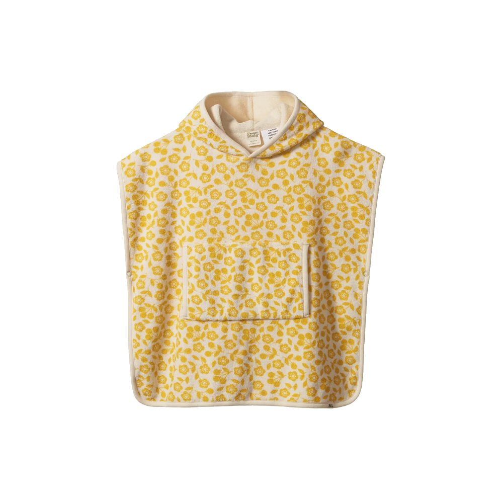 Nature Baby Poncho Towel in Kitchen Garden Print at Cerise.
