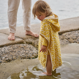 Nature Baby Hooded Poncho Towel in Kitchen Garden Print at Cerise.  