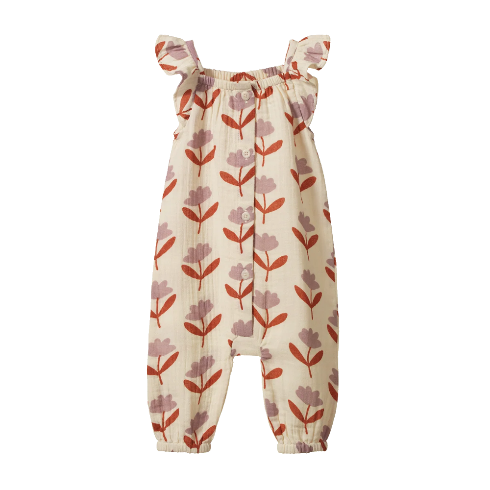 Nature Baby Tilda Suit in Fleretter Print at Cerise.