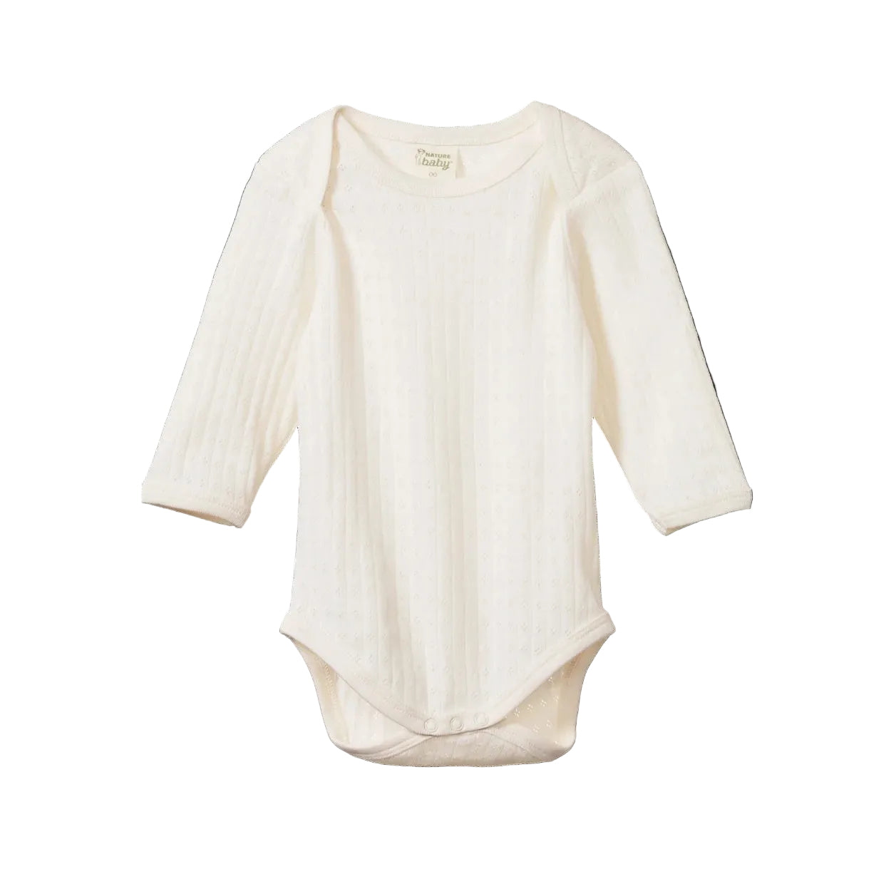 Nature Baby Long Sleeve Pointelle Bodysuit at Cerise in a natural colour