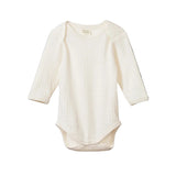 Nature Baby Long Sleeve Pointelle Bodysuit at Cerise in a natural colour