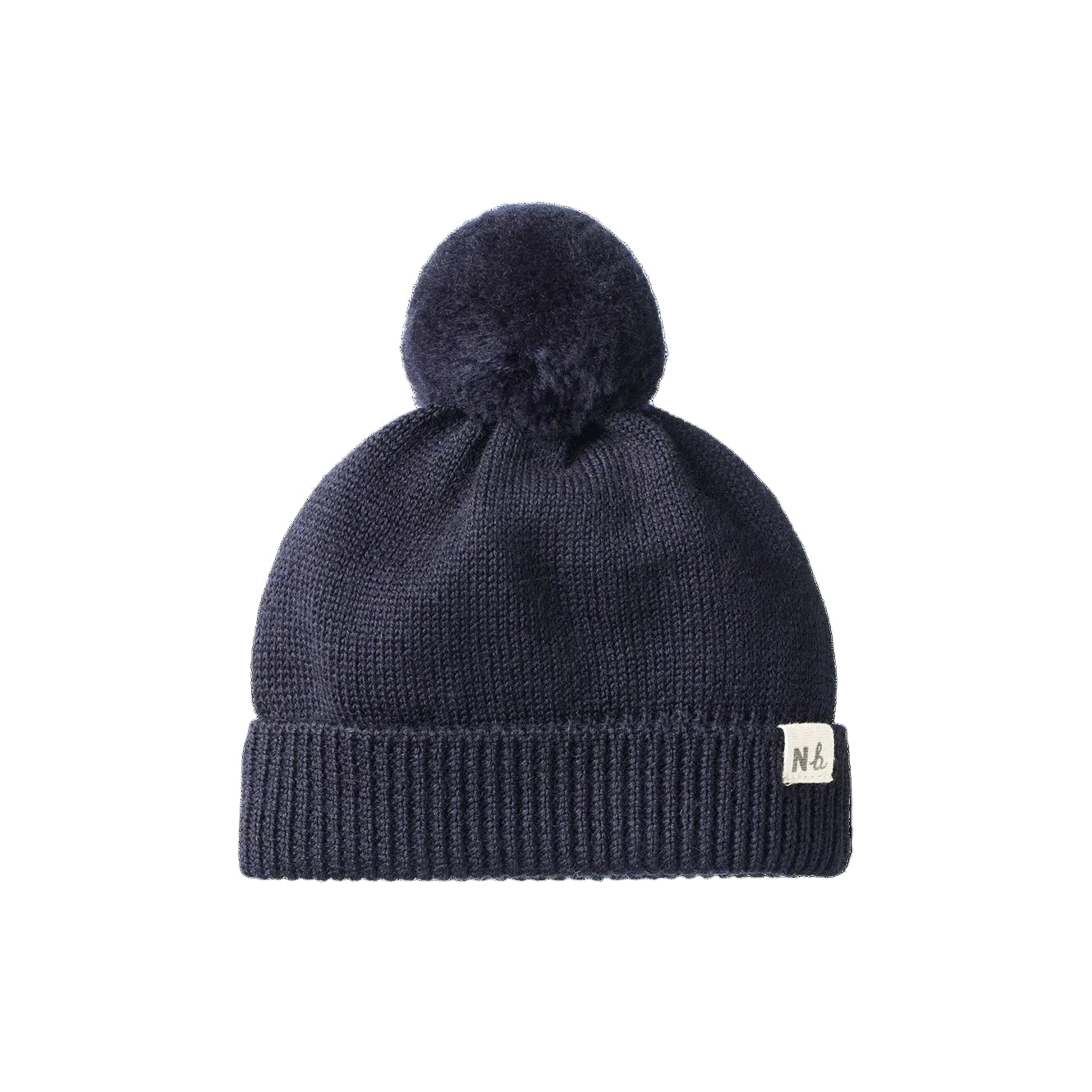 Navy Blue coloured merino baby beanie with pompom