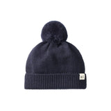 Navy Blue coloured merino baby beanie with pompom