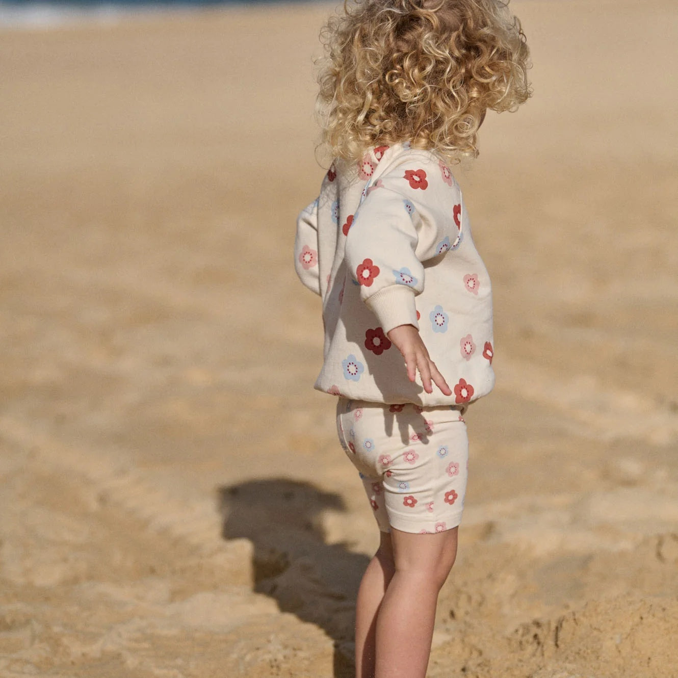 Nature Baby Flora Stamp Print with bike shorts at Cerise