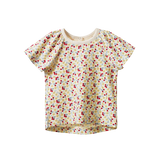 Nature Baby Faye Tee with gathered sleeves in Kitchen Garden Print at Cerise