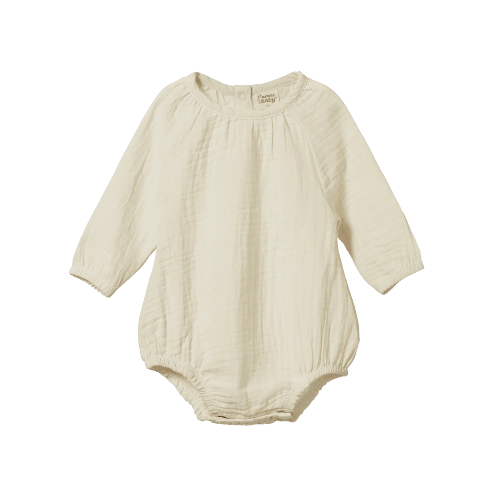 Nature Baby Meadow Bodysuit in Natual Muslin at Cerise