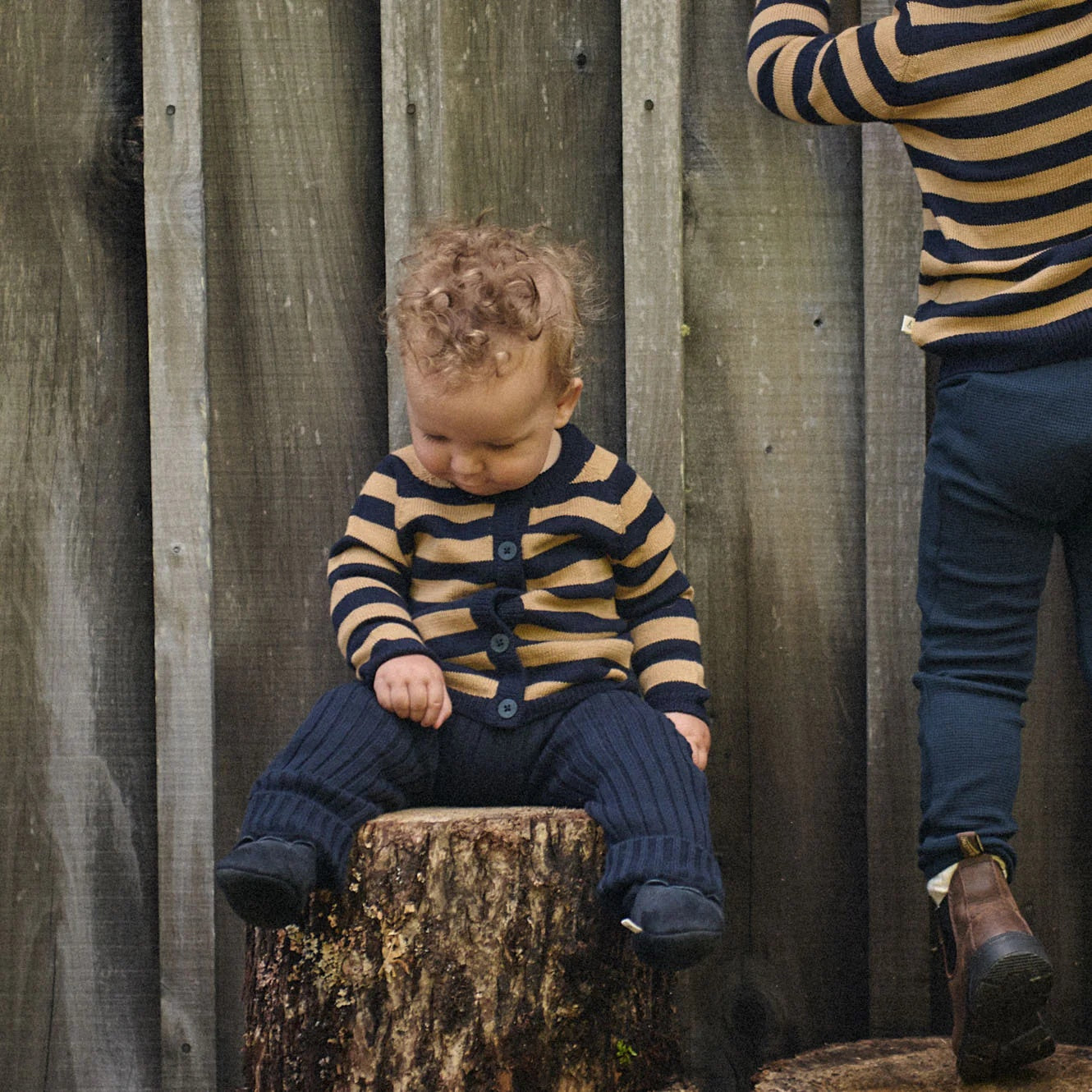 Nature Baby Lou pants in a navy cotton rib at Cerise