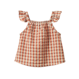 Nature Baby Petal op in Dandelion Gingham at Cerise