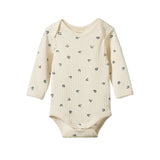 Nature Baby Pointelle Bodysuit in winter Bery print with long sleeves at Cerise