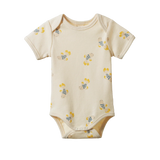 Nature Baby Short Sleeve Bodysuit in Fish Fable Print at Cerise